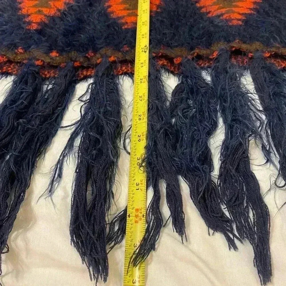 Powder River Outfitters Soft Fuzzy Southwestern Aztec Fringe‎ Longline Sweater - Picture 8 of 13